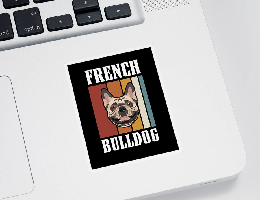 French Bulldog Sticker featuring the digital art Smiling French Bulldog Retro by GreenOptix