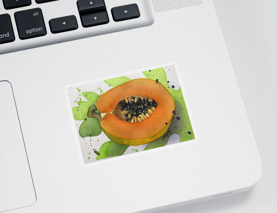 Papaya Sticker featuring the painting Smiling Papaya by Kelly Miyuki Kimura