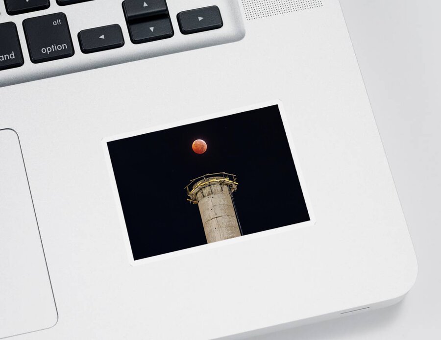 Eclipse Sticker featuring the photograph Smokestack Lunar Eclipse by Tony Hake