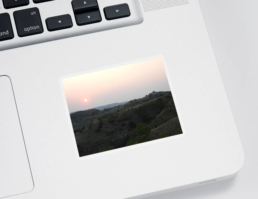Sunset Sticker featuring the photograph Smokey Sunset Over Saddle Gate Butte by Amanda R Wright