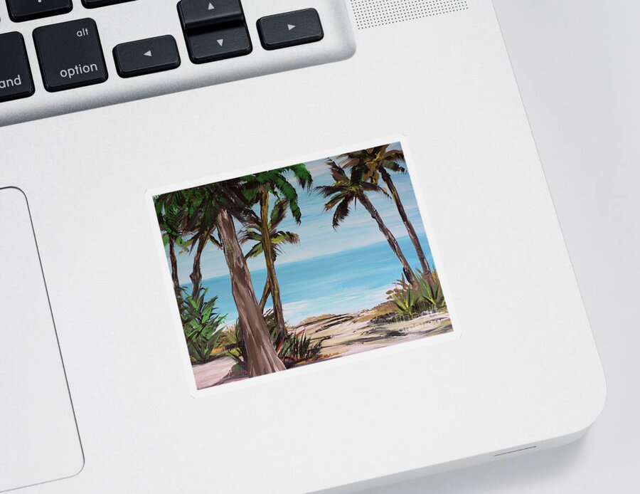 Palm Tree Beach Ocean Sea Island Water Sand Sticker featuring the painting Smooth Water by James and Donna Daugherty