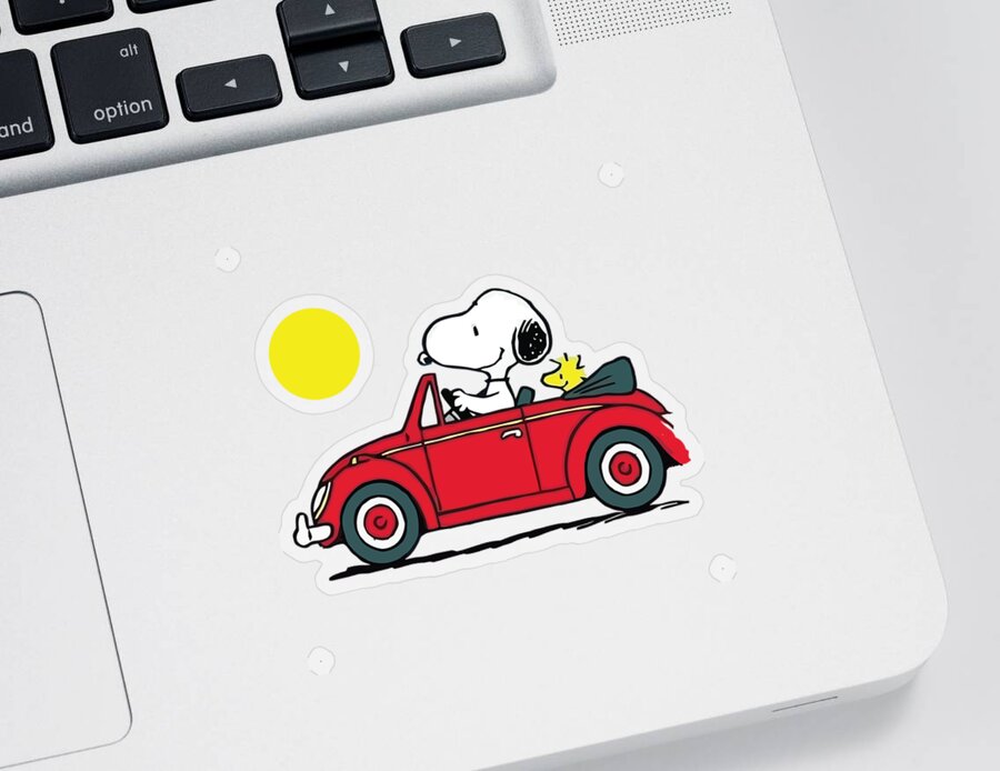 Snoopy red shirt sticker decal 3" x 5" 