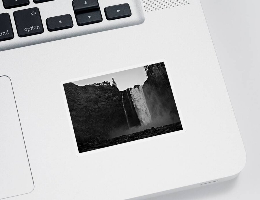 Majestic Sticker featuring the photograph Snoqualmie Falls Black and White by Pelo Blanco Photo