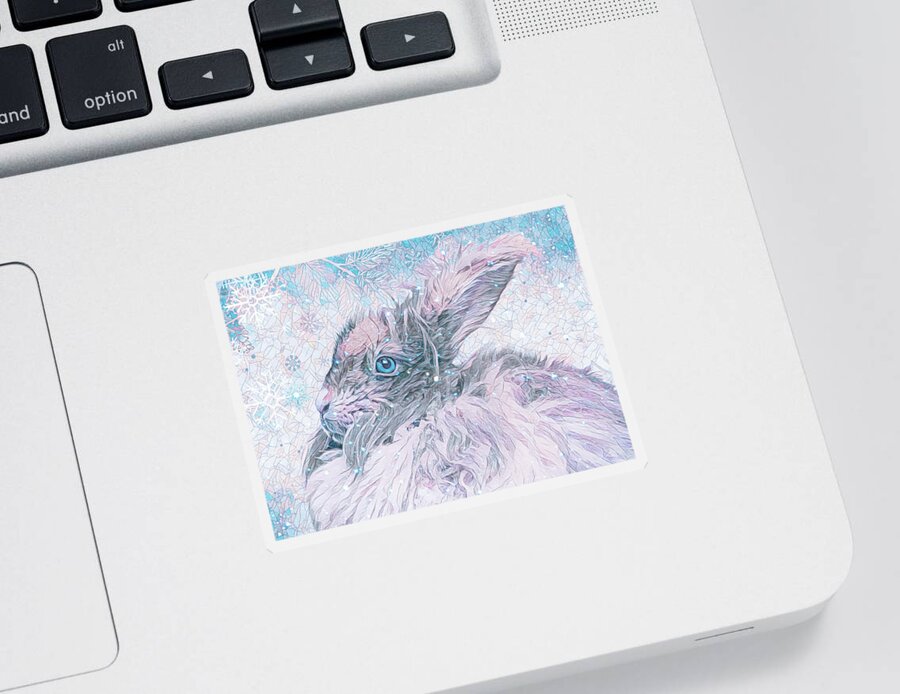 Bunny Sticker featuring the digital art Snow Bunny by Claudia McKinney