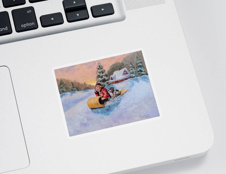 Snow Sticker featuring the painting Snow Fun by William Reed