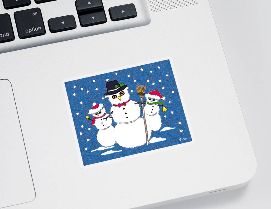 Winter Sticker featuring the digital art Snow Owls by Vallee Johnson