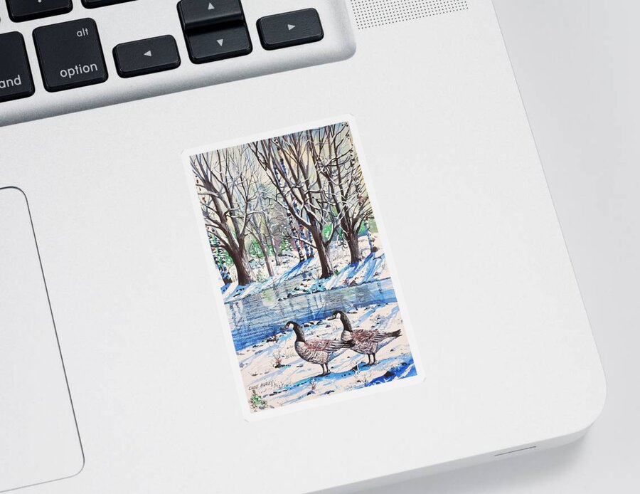 Snow Sticker featuring the painting Snow Reflections by Diane Phalen