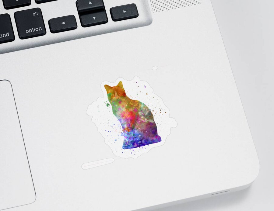 Cat Sticker featuring the painting Snowshoe cat in watercolor by Pablo Romero
