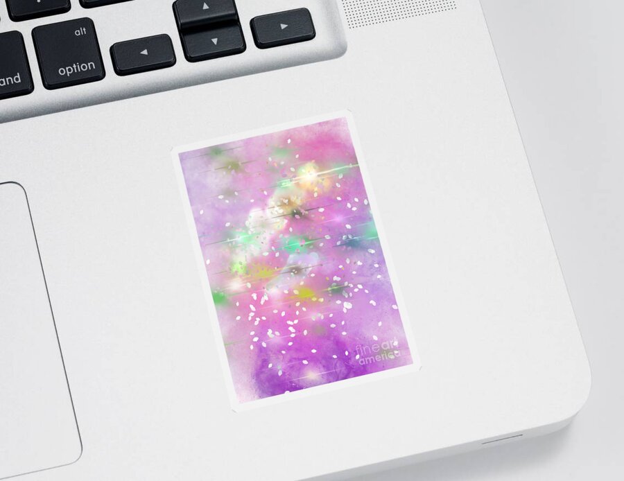 Pink Sky Sticker featuring the digital art Snowy Pink Sky #1 by Zotshee Zotshee