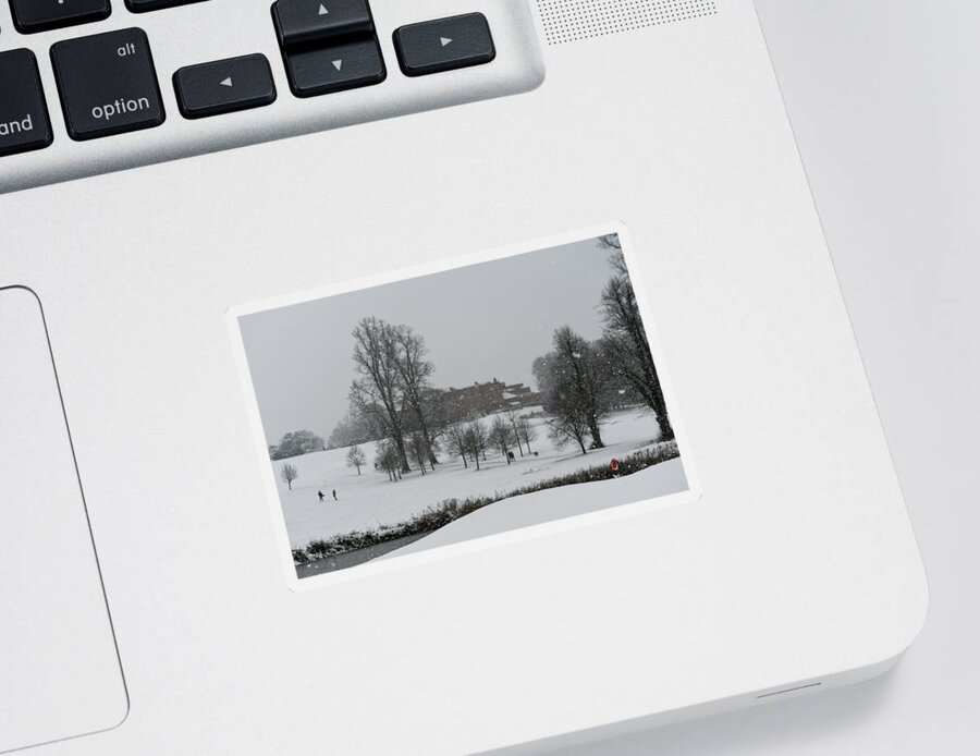 Herts Sticker featuring the photograph Snowy scene by Andrew Lalchan