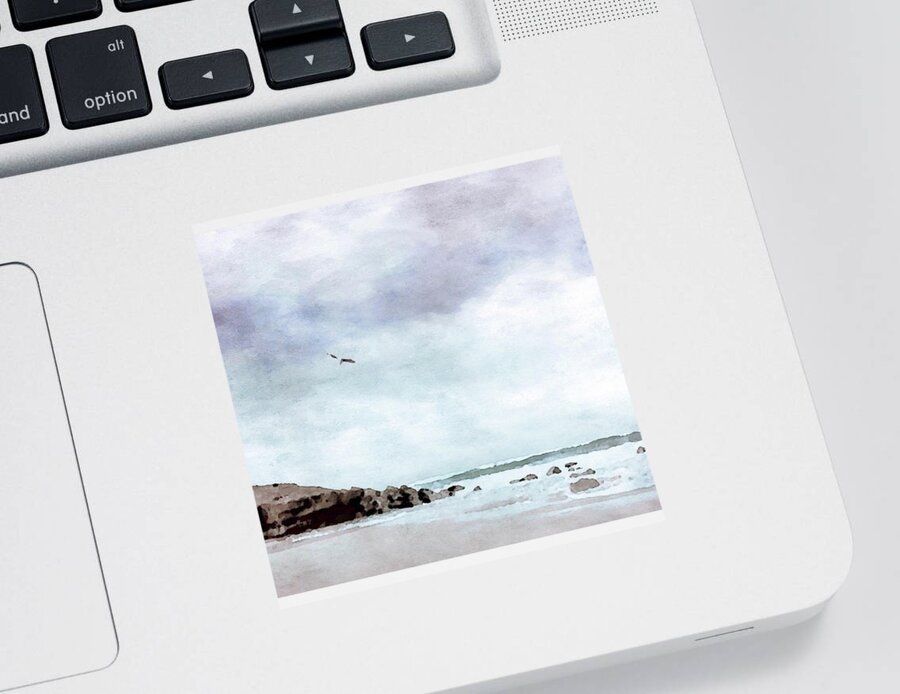 Flying Seagull Sticker featuring the painting Soaring the Summer Sky by Susan Maxwell Schmidt