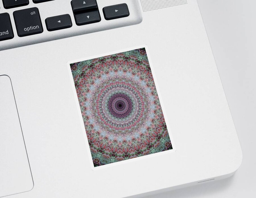 Mandala Sticker featuring the photograph Soft pink and gray mandala by Jaroslaw Blaminsky