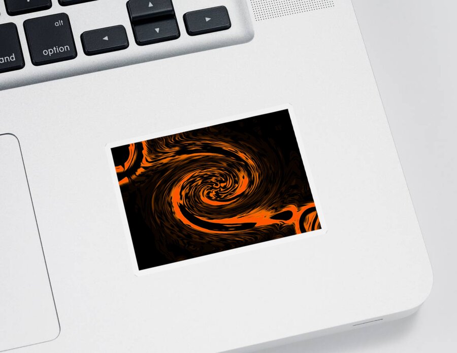 Abstract Art Sticker featuring the digital art Solar Fractal Orange by Ronald Mills