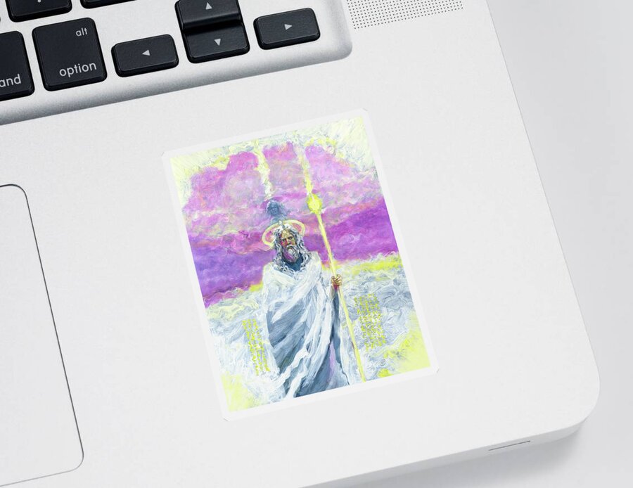 Moses Sticker featuring the painting Solar Prophet by Gary Nicholson