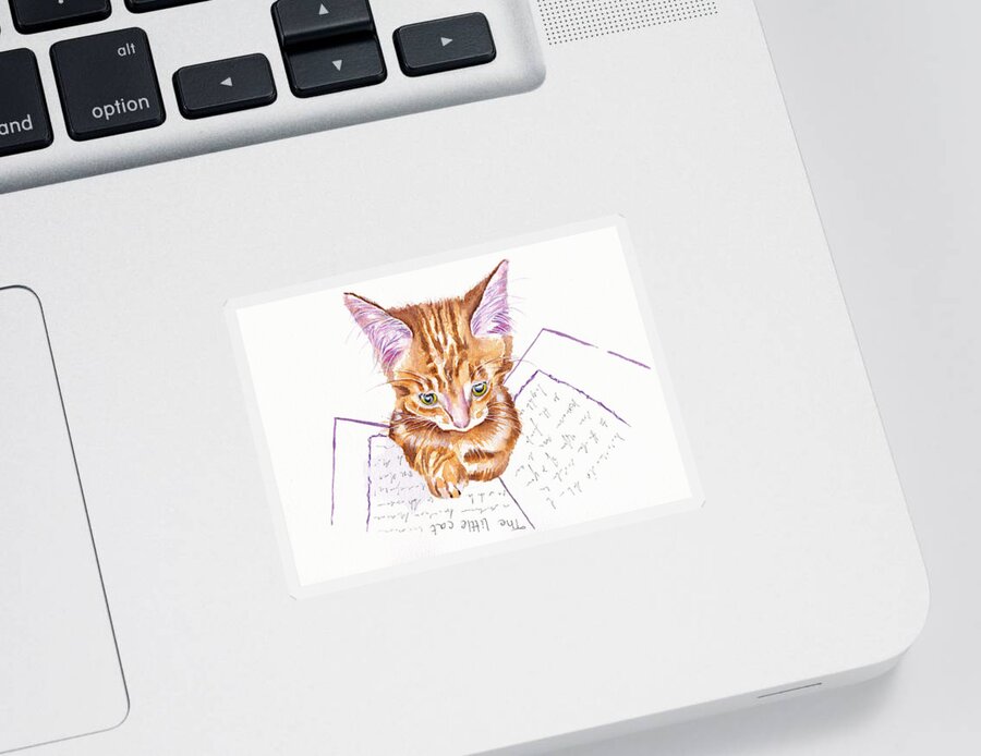Kitten Sticker featuring the painting Dear Diary by Debra Hall