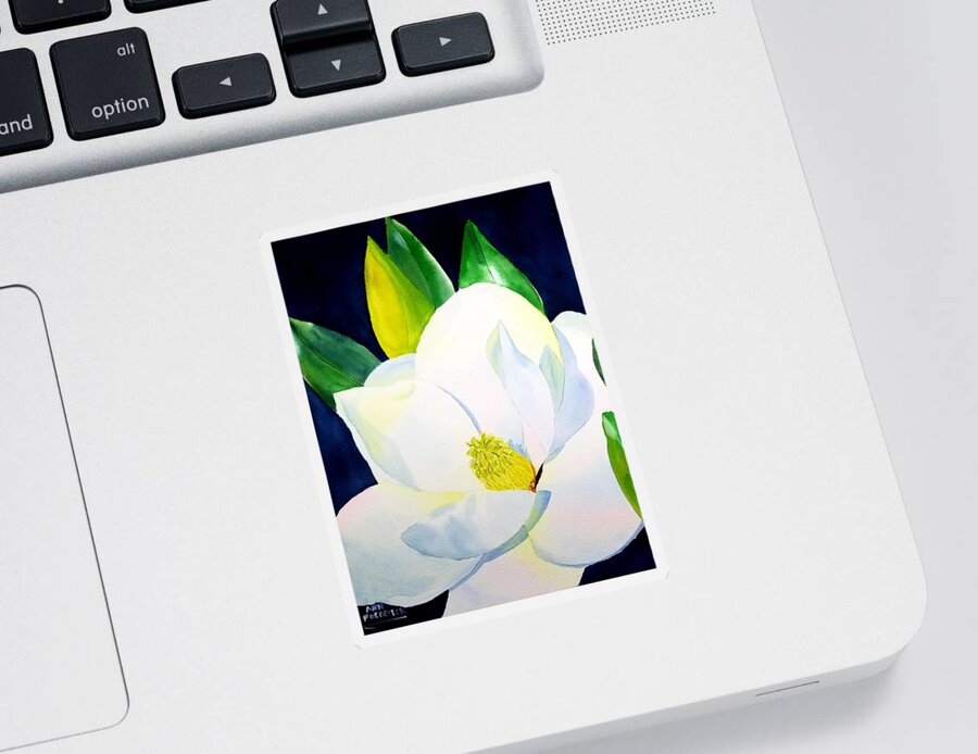 Southern Magnolia Sticker featuring the painting Southern Magnolia by Ann Frederick