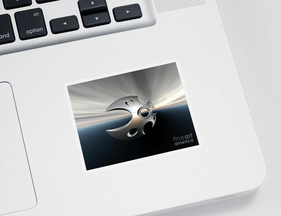Spaceship Sticker featuring the digital art Spaceship On Horizon by Phil Perkins