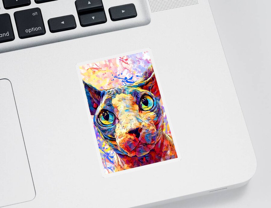 Feline Sticker featuring the painting Sphynx Cat 2 by Chris Butler