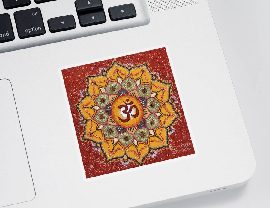 Aum Sticker featuring the photograph Spice Aum Lotus Mandala by Tim Gainey