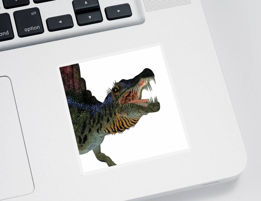 Spinosaurus Sticker featuring the digital art Spinosaurus Dinosaur Head by Corey Ford