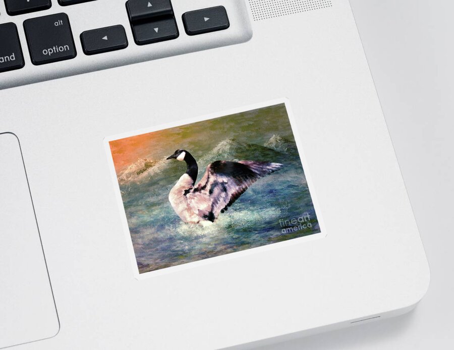 Wildlife Sticker featuring the digital art Splash Down by Lois Bryan