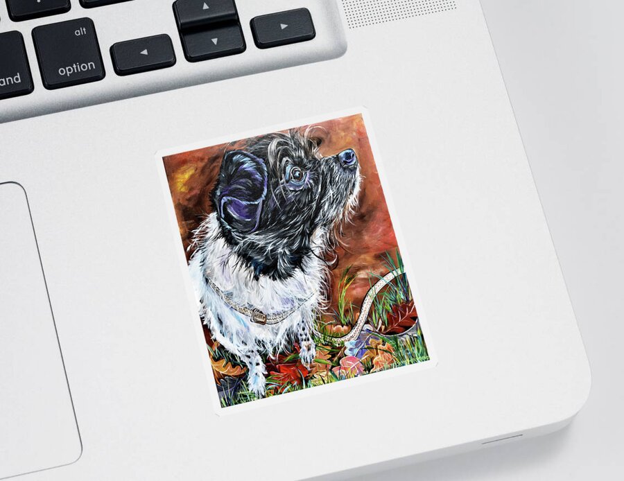 Chihuahua Mix Dog Sticker featuring the painting Spot by Patti Schermerhorn