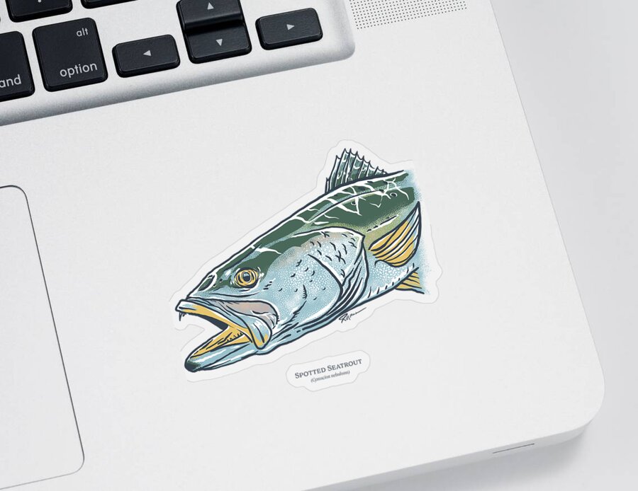 Spotted Seatrout Sticker featuring the digital art Spotted Seatrout by Kevin Putman