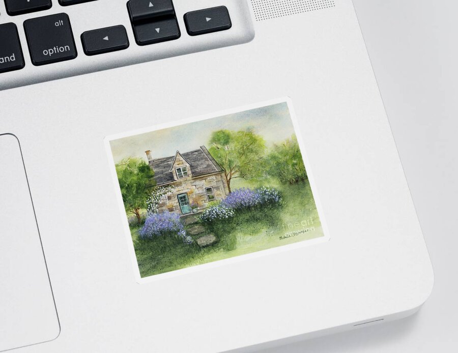 Spring At The Cottage Watercolor Painting Sticker featuring the painting Spring at the Cottage by Michelle Constantine