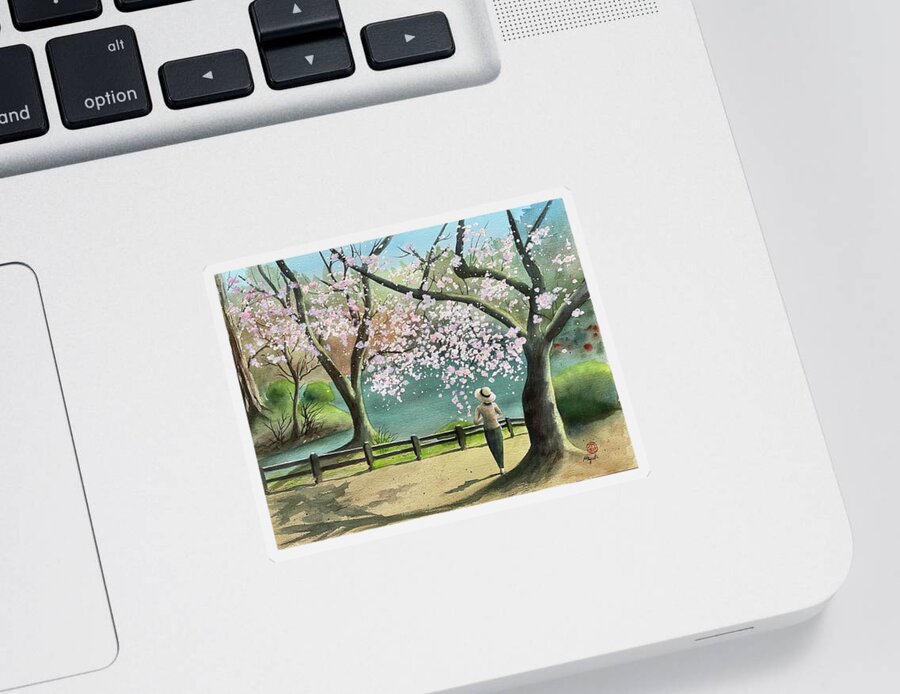 Cherry Blossom Sticker featuring the painting Spring Beauties by Kelly Miyuki Kimura