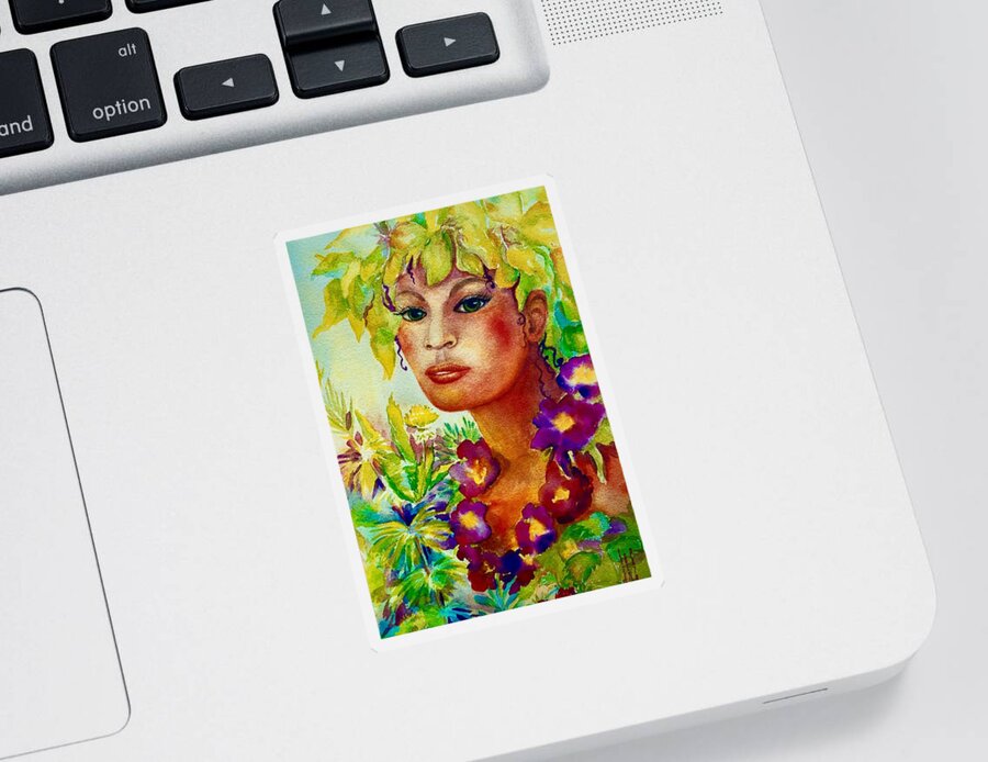 Goddess Series Sticker featuring the painting Spring Goddess by Caroline Patrick