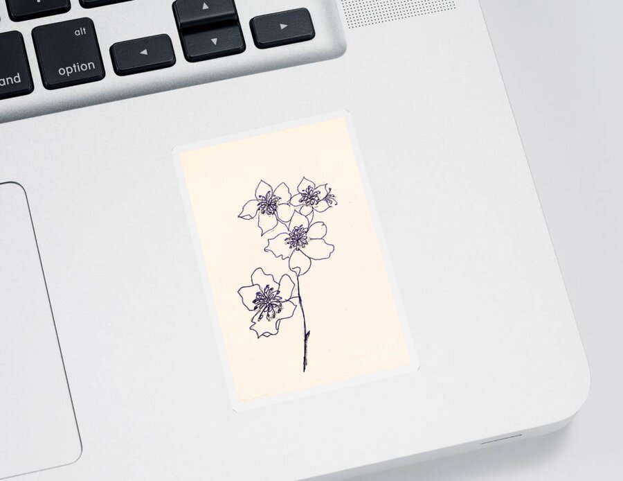  Sticker featuring the painting Spring Line Drawing by Margaret Welsh Willowsilk