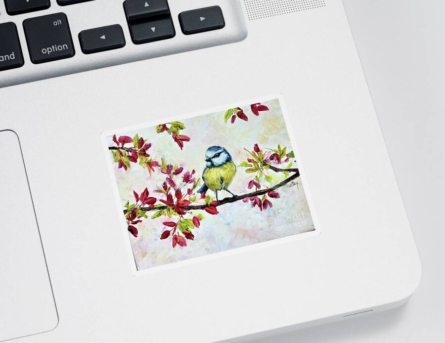Bird Sticker featuring the painting Spring Songbird by Zan Savage