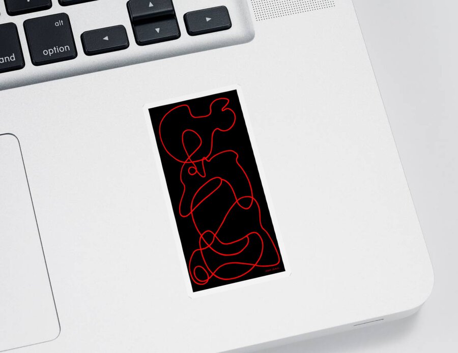 Nikita Coulombe Sticker featuring the painting Squiggles - Red by Nikita Coulombe