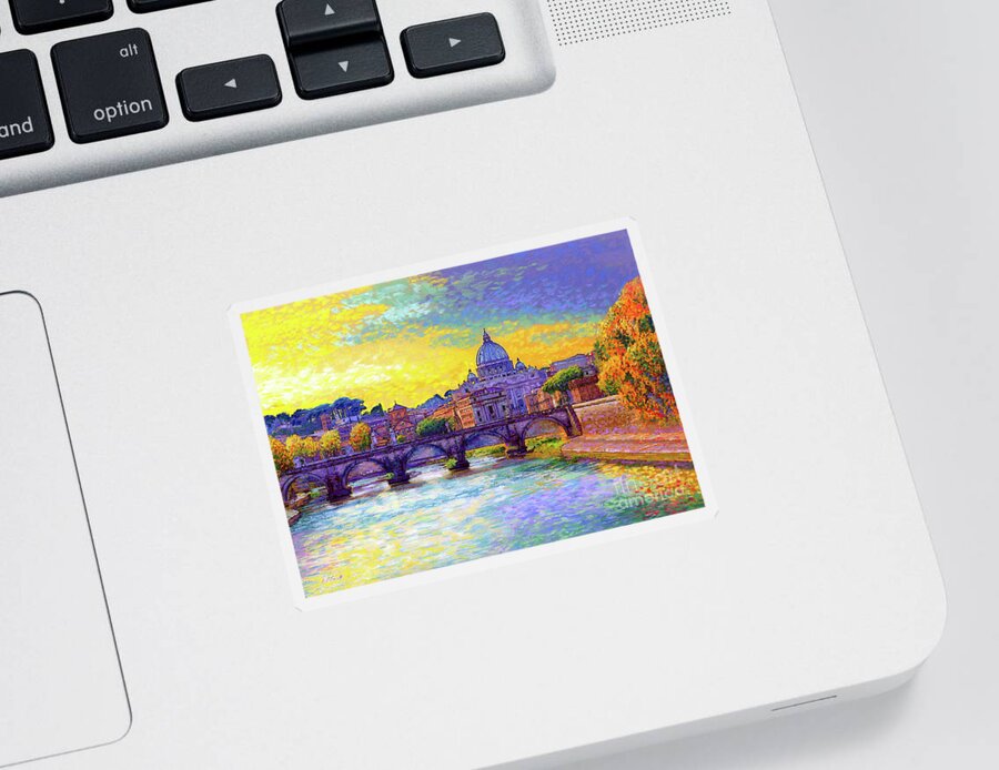 Italy Sticker featuring the painting St Angelo Bridge Ponte St Angelo Rome by Jane Small