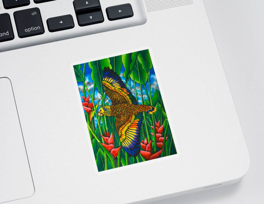 Bird Sticker featuring the painting St. Vincent Amazon by Daniel Jean-Baptiste