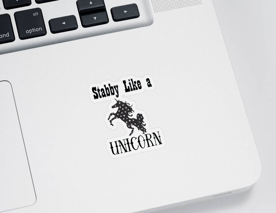 Unicorn Sticker featuring the mixed media Stabby Like a Unicorn by Ali Baucom