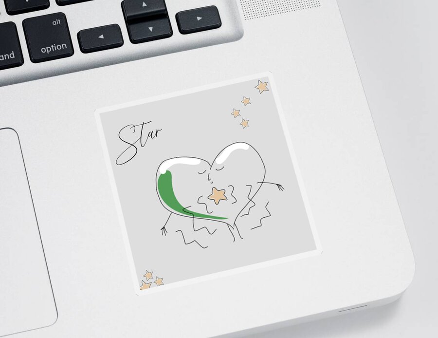 Star Sticker featuring the drawing Star by J Lyn Simpson