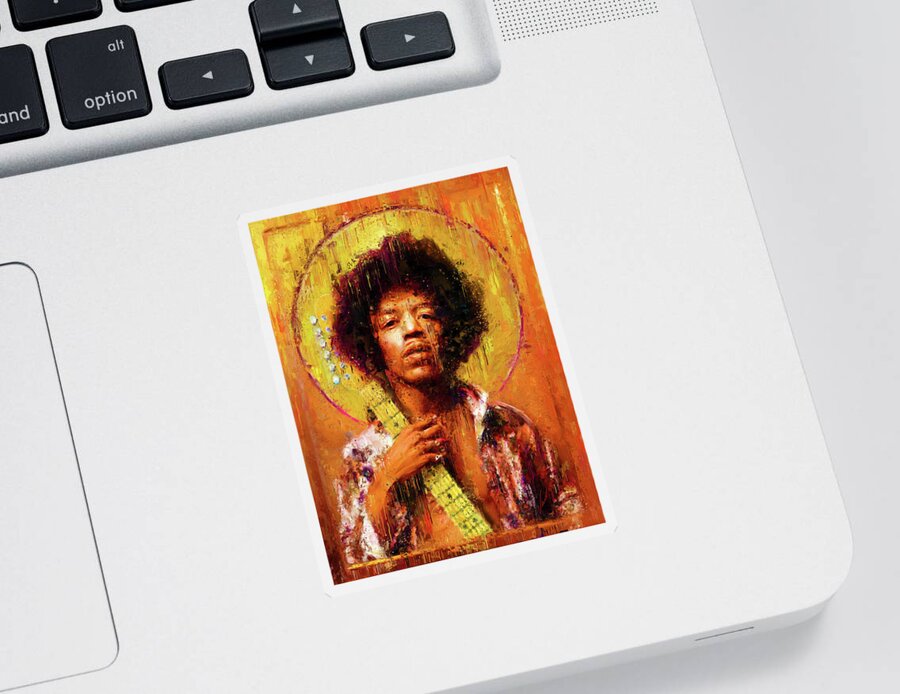 Star Icons Sticker featuring the painting Star Icons Jimi Hendrix by Vart by Vart