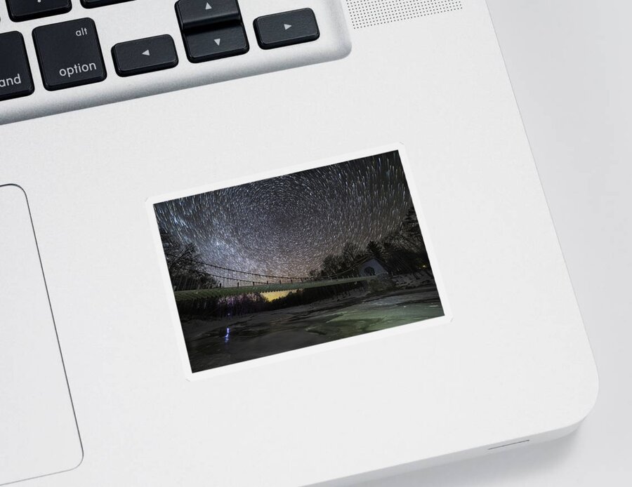 Wire Bridge Sticker featuring the photograph Star Trails at the Wire Bridge by John Meader
