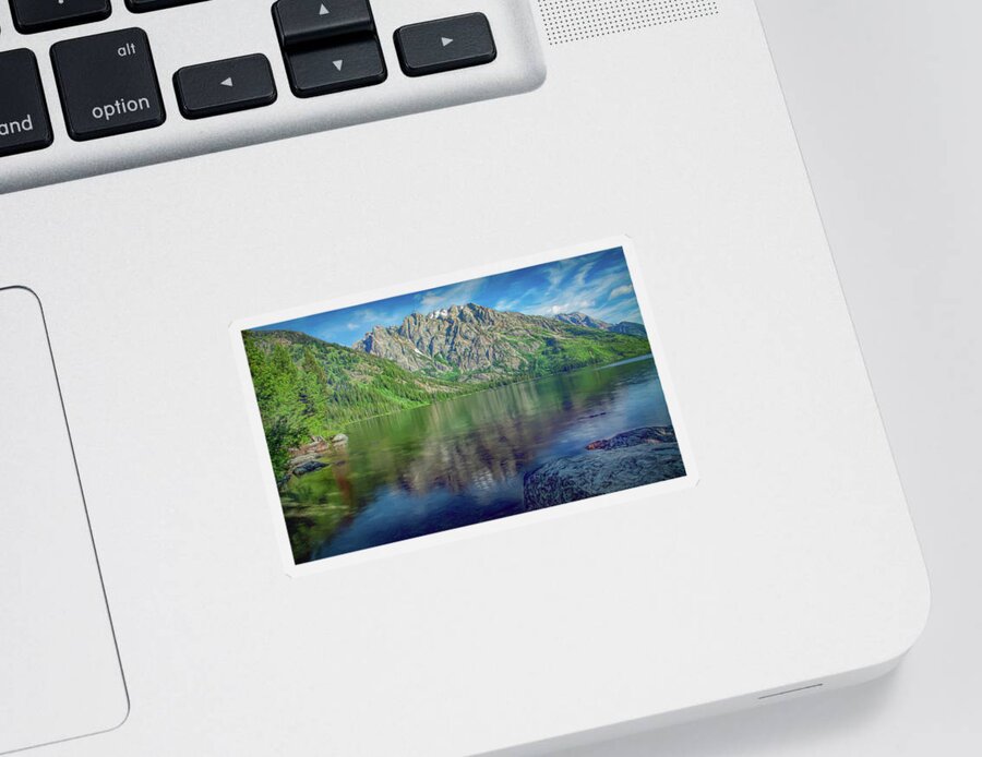 Wyoming Sticker featuring the photograph Starting the Day at Jenny Lake by Marcy Wielfaert