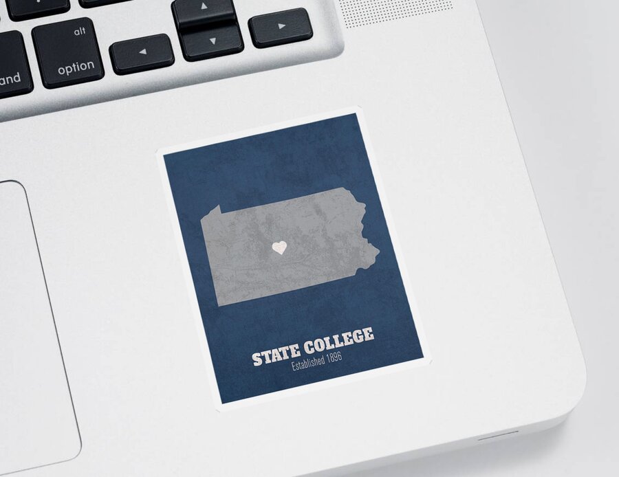State College Sticker featuring the mixed media State College Pennsylvania City Map Founded 1896 Penn State University Color Palette by Design Turnpike