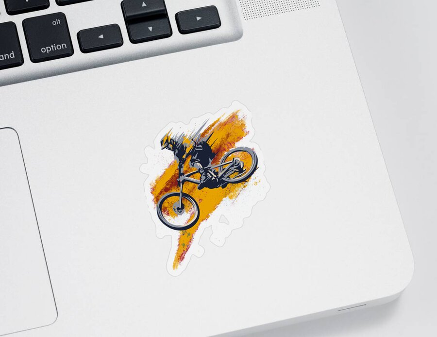 Mountain Bike Art Sticker featuring the painting Stay Wild Mtb by Sassan Filsoof