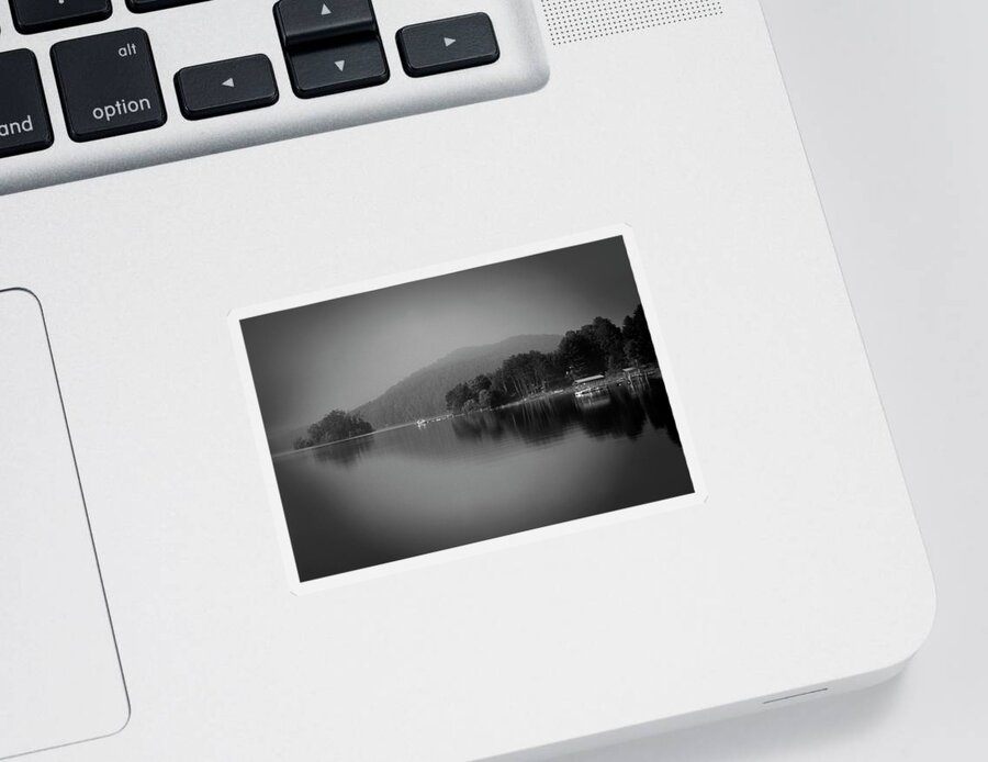 Black And White Sticker featuring the photograph Stillness on Lake Chatuge by James C Richardson