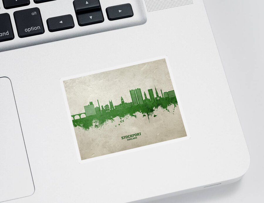 Stockport Sticker featuring the digital art Stockport England Skyline #02 by Michael Tompsett