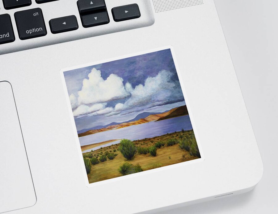Kim Mcclinton Sticker featuring the painting Storm on Lake Powell - right panel of three by Kim McClinton