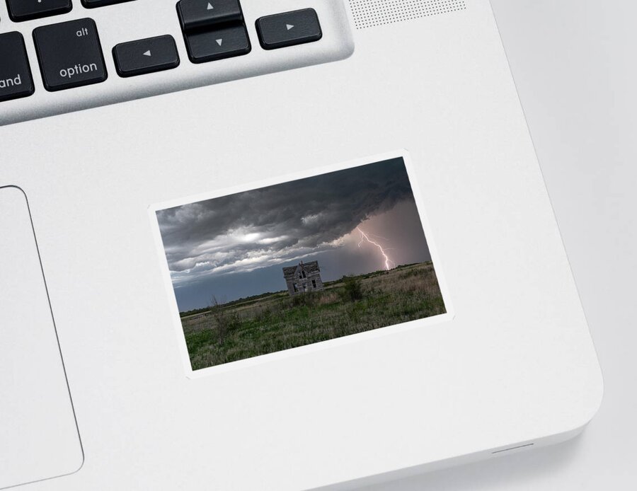 Farmhouse Sticker featuring the photograph Storm on the Prairie by Marcus Hustedde