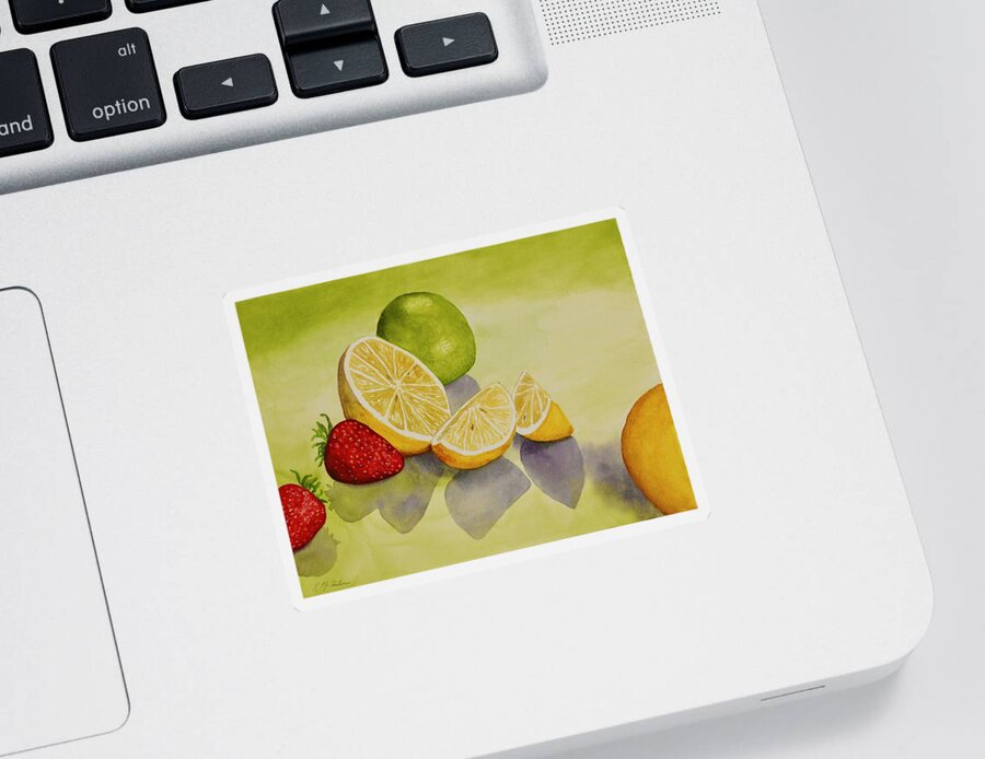 Kim Mcclinton Sticker featuring the painting Strawberry Lemonade by Kim McClinton