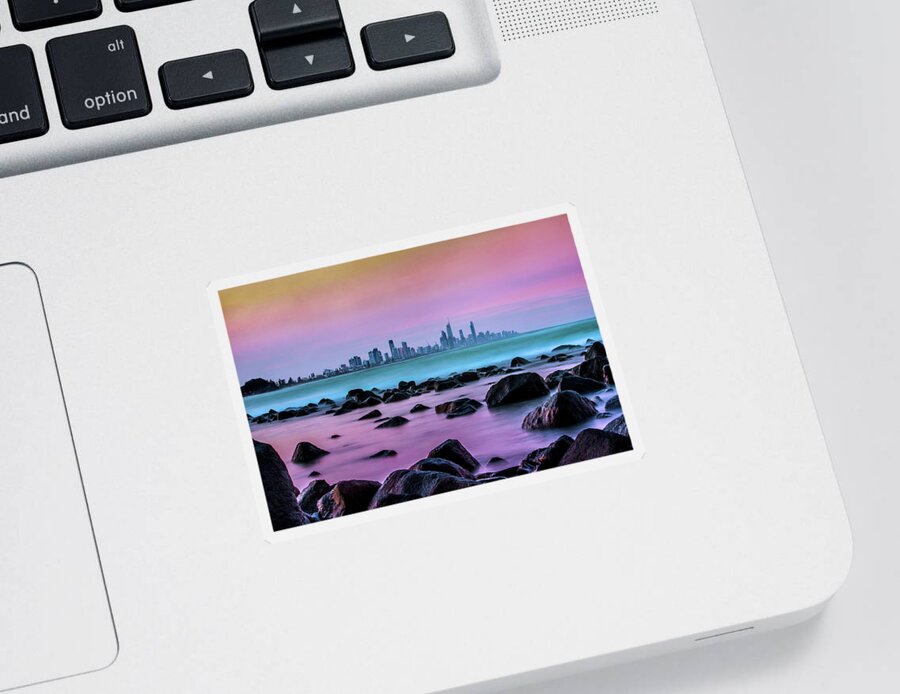 Gold Coast City Skyline Sticker featuring the photograph Strawberry Sunset by Az Jackson