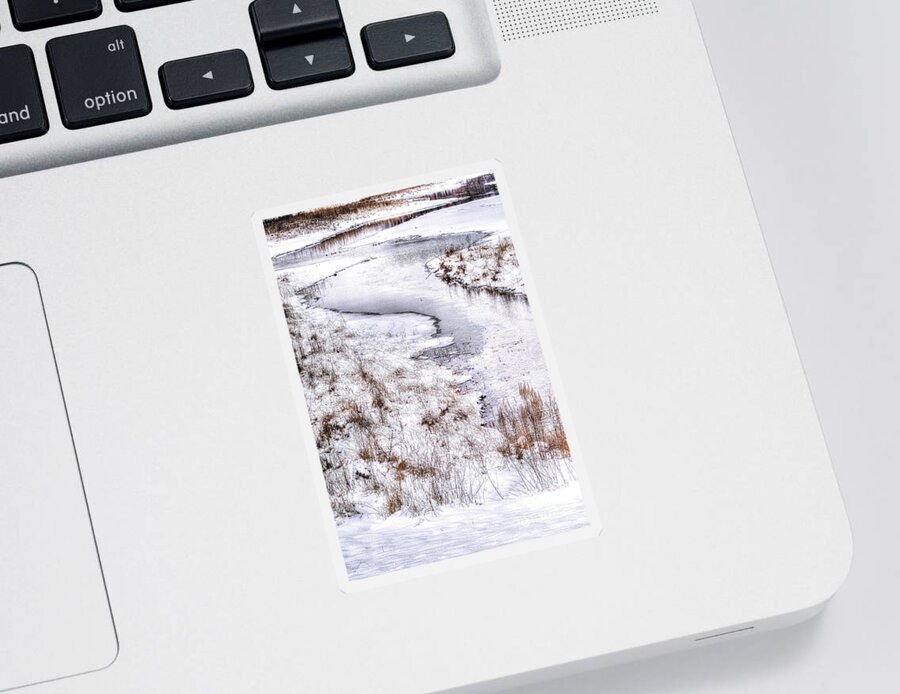  Stream Sticker featuring the photograph Stream in Winter by Randy Pollard