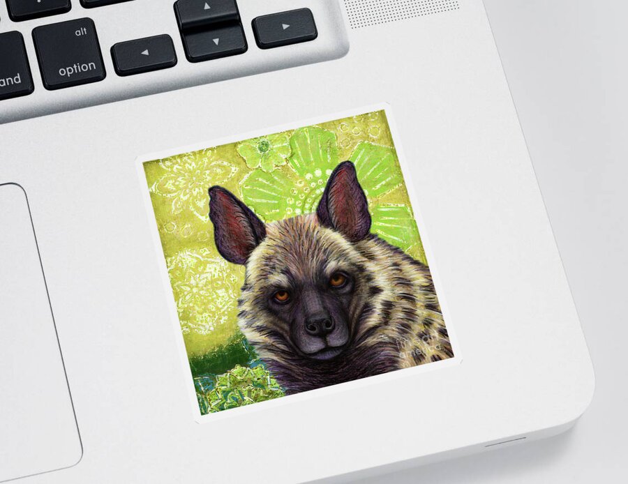 Hyena Sticker featuring the painting Striped Hyena Abstract by Amy E Fraser
